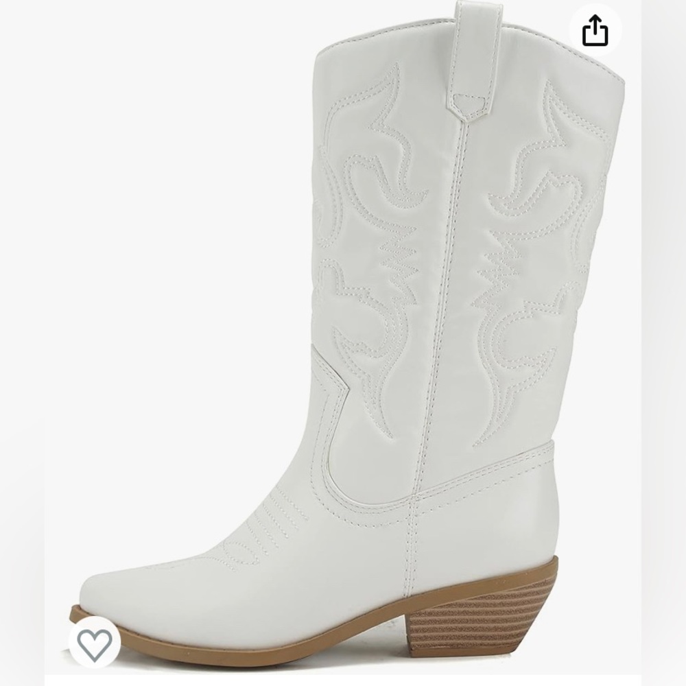 White cowgirl boots mid calf with heel
